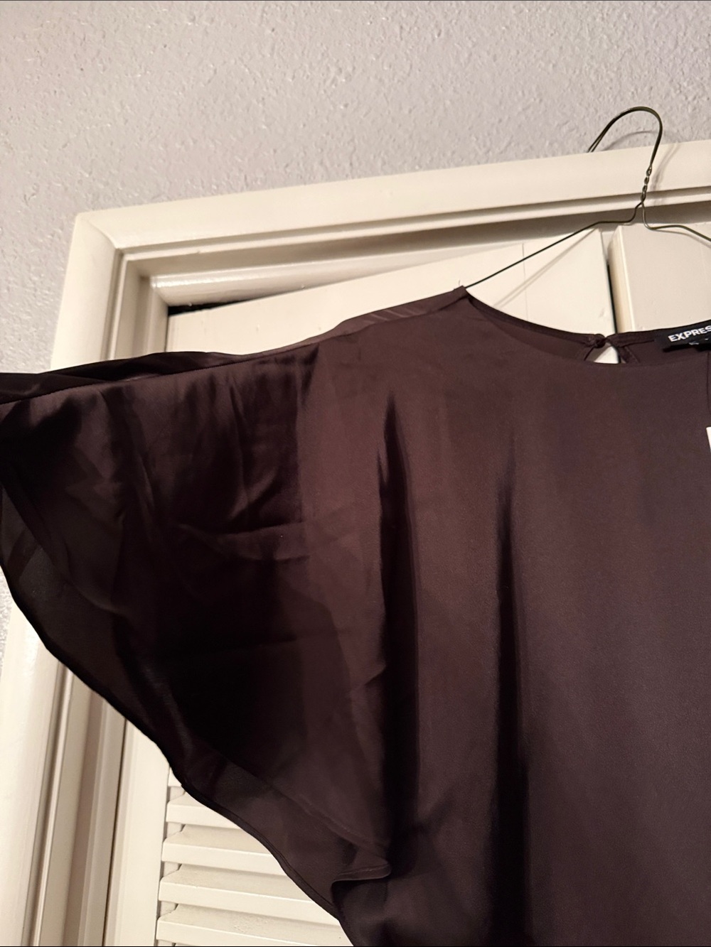 Express Chocolate Brown Midi Dress with Flutter Sleeves - Picture 3 of 8